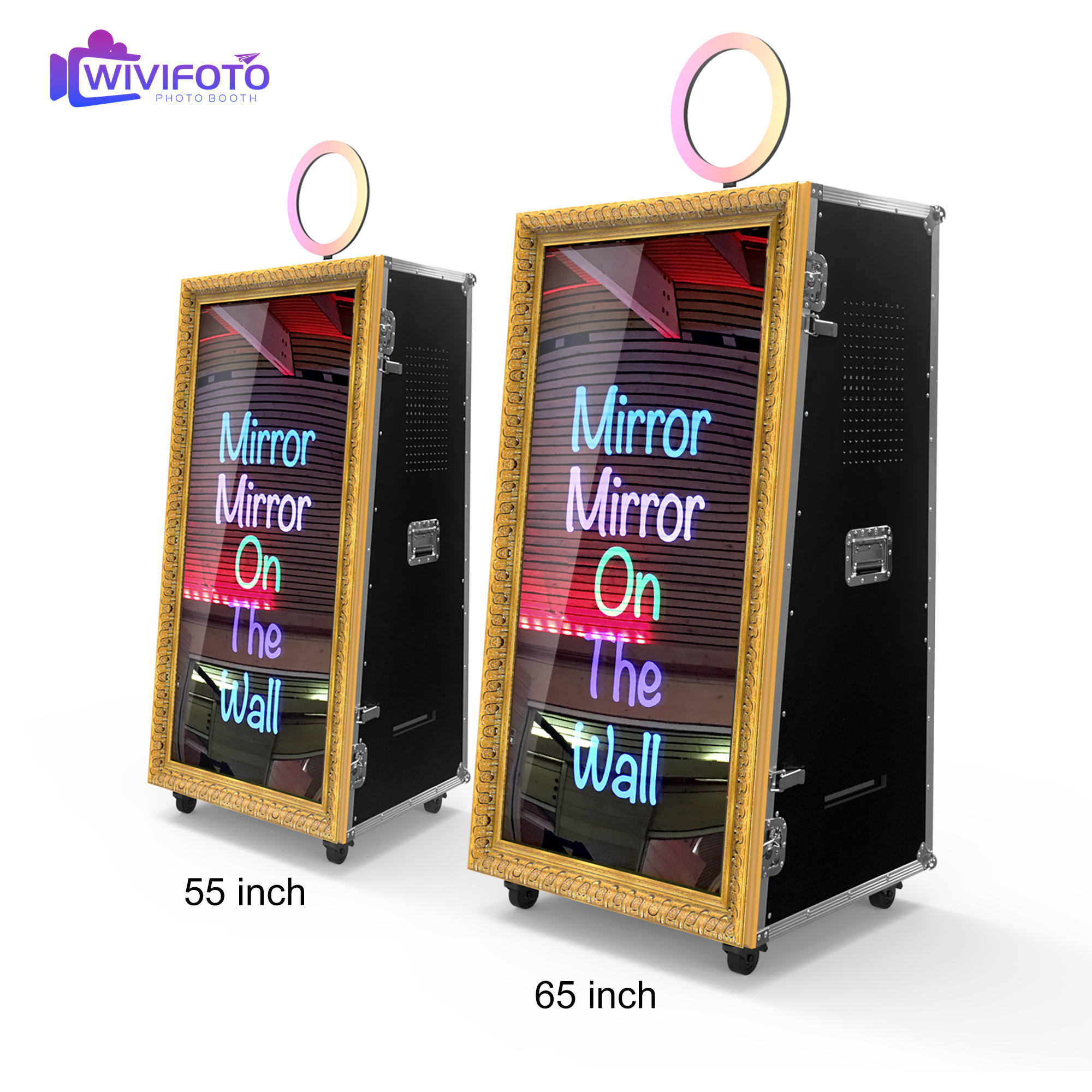 Mirror Booth Box - Photobooth miroir avec flight case et cadre doré